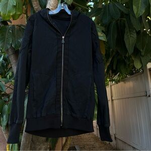 Designer SPY HENRY LAU Black Skull Full-Zipper Hoodie.